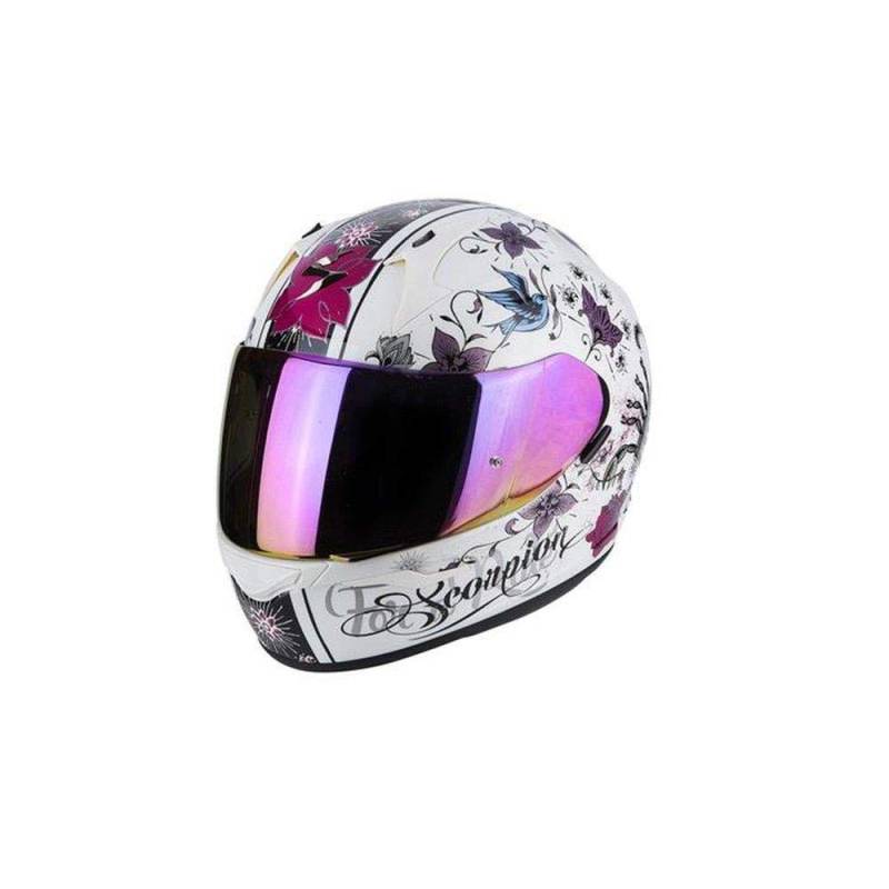 Scorpion Motorradhelm Exo 390 Chica Perle, Weiß/Lila, Größe L von ScorpionEXO