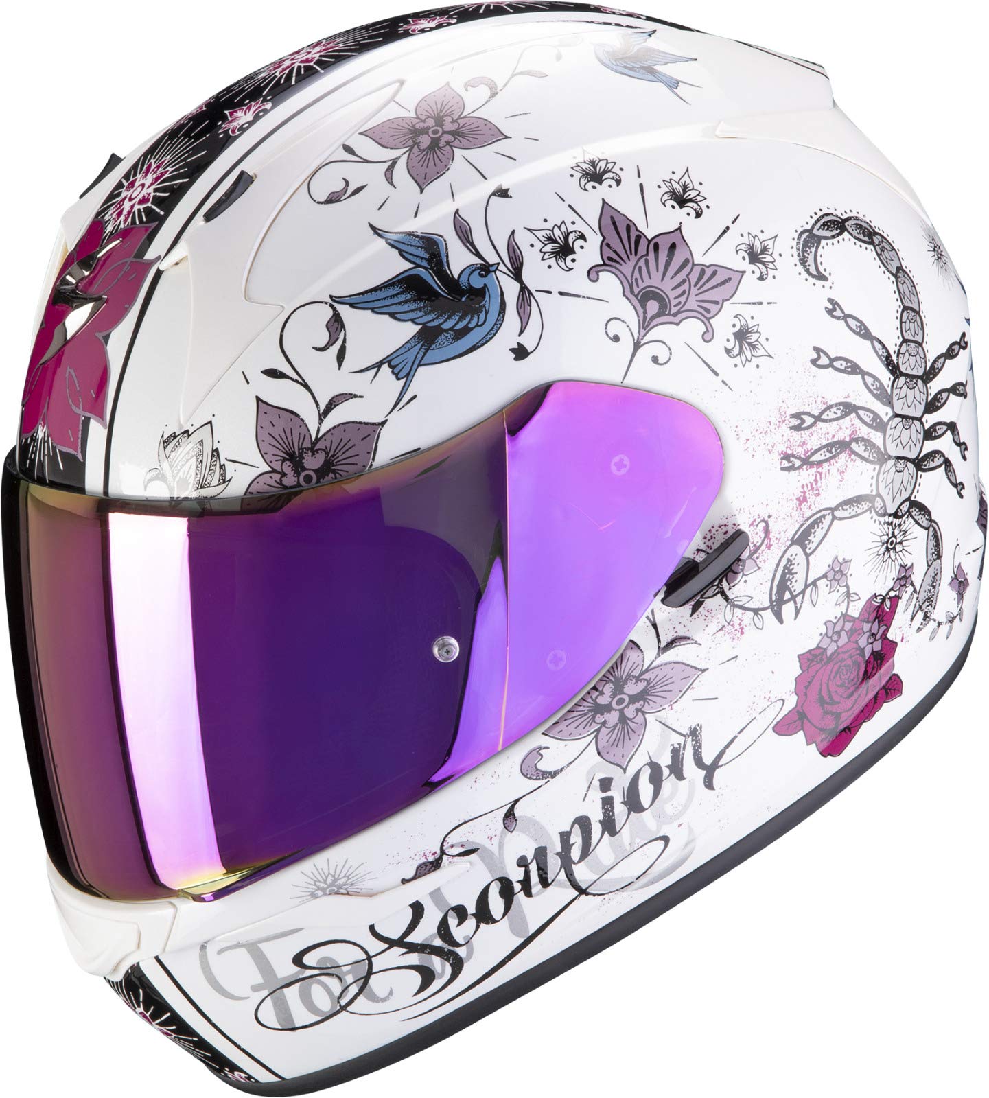 Scorpion Motorradhelm Exo 390 Chica Perle, Weiß/Lila, Größe S von ScorpionEXO