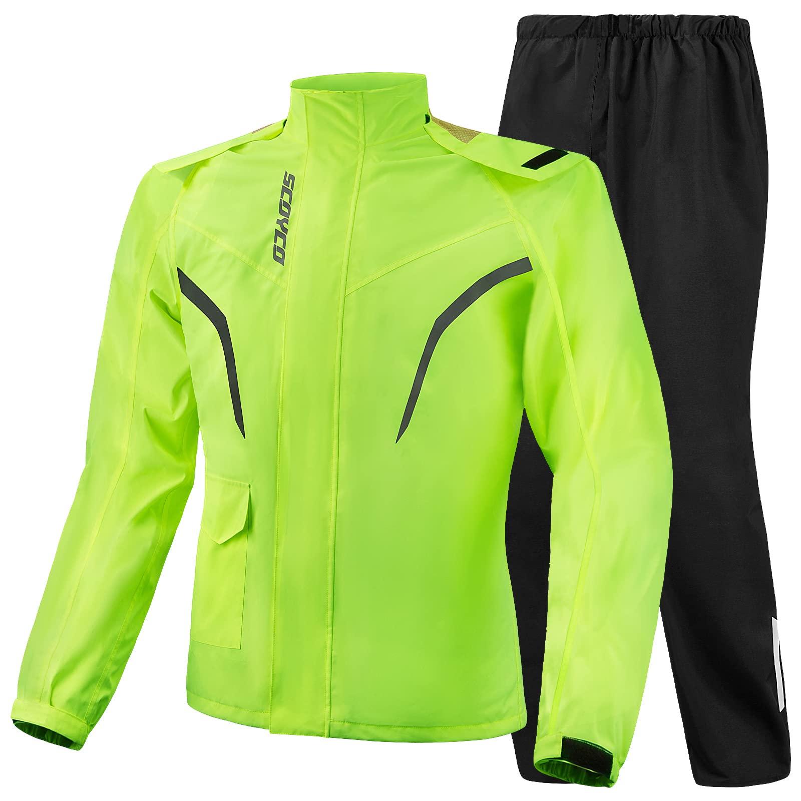 Scoyco Motorrad-Regen-Anzug Reflektierende Arbeits-Regen-Jacke und Hose Herren Damen Alle Sport Bauernhof Fischen Motorradfahren von Scoyco