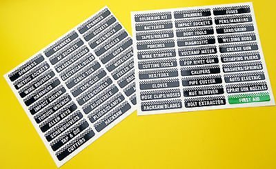 WERKZEUGBOX WERKZEUGKOFFER Schublade ETIKETT sticker aufkleber Erkennen werkstatt werkzeuge 2 SHEETS von Screenprintdigital