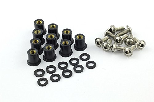 10x Verkleidungsschrauben mit Gummimutter M4 Neopren für Verkleidungsscheibe sw schwarz von Screws4Bikes