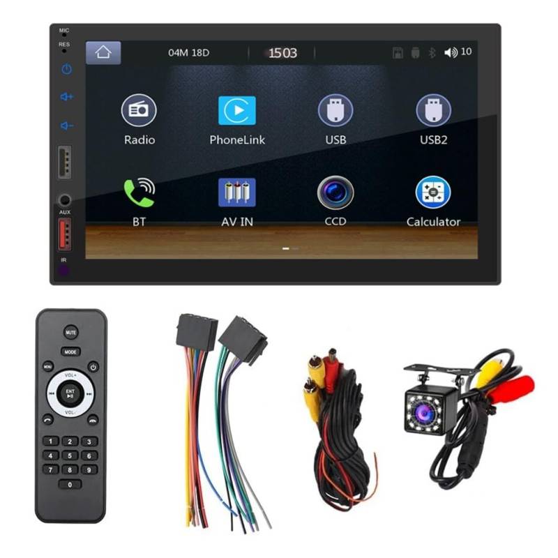 Sctecoau 7-Doppel-DIN-Autoradio, CarPlay, Android Auto Mirror-Link, Android Auto Mirror-Link, Bluetooth-Radiokamera USB von Sctecoau