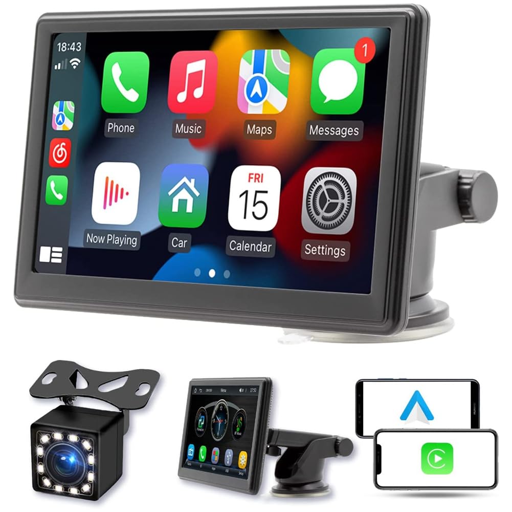 Sctecoau Tragbare Kabellose Carplay-Bildschirm-Armaturenbretthalterung, 7-Touchscreen-Autoradio mit Bluetooth, FM-Autoradio, von Sctecoau