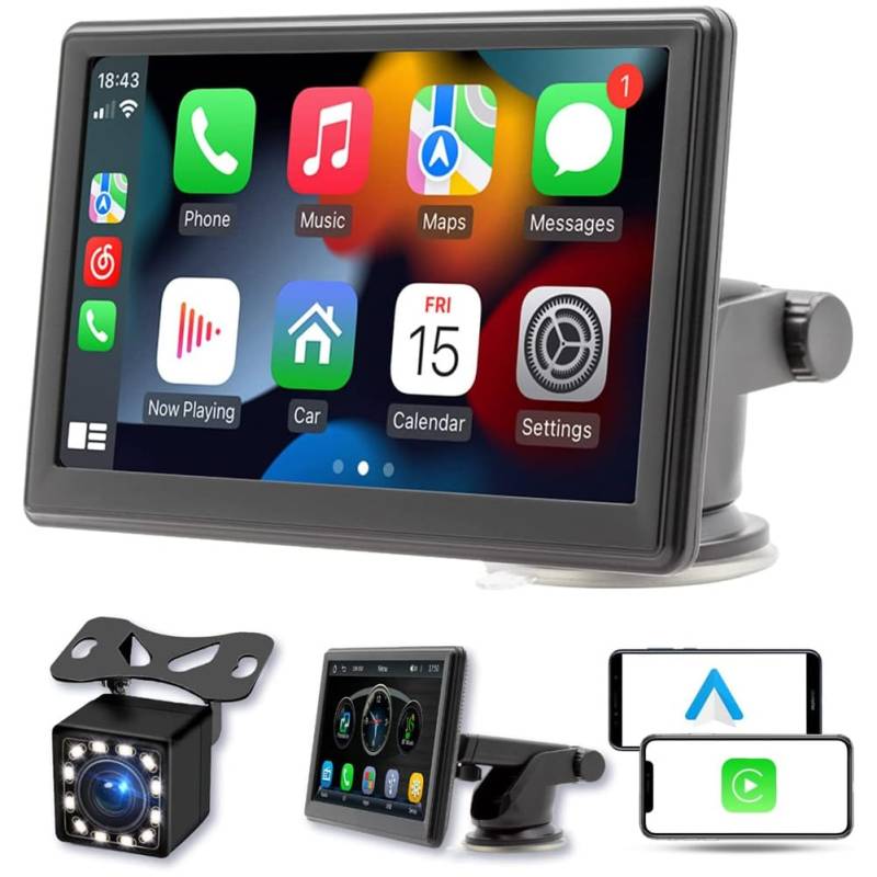 Sctecoau Tragbare Kabellose Carplay-Bildschirm-Armaturenbretthalterung, 7-Touchscreen-Autoradio mit Bluetooth, FM-Autoradio, von Sctecoau