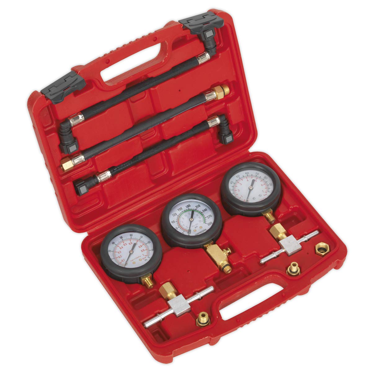 Sealey MS100 3 Motorrad Kompression & Kraftstoff Druck Gauge Set von Sealey