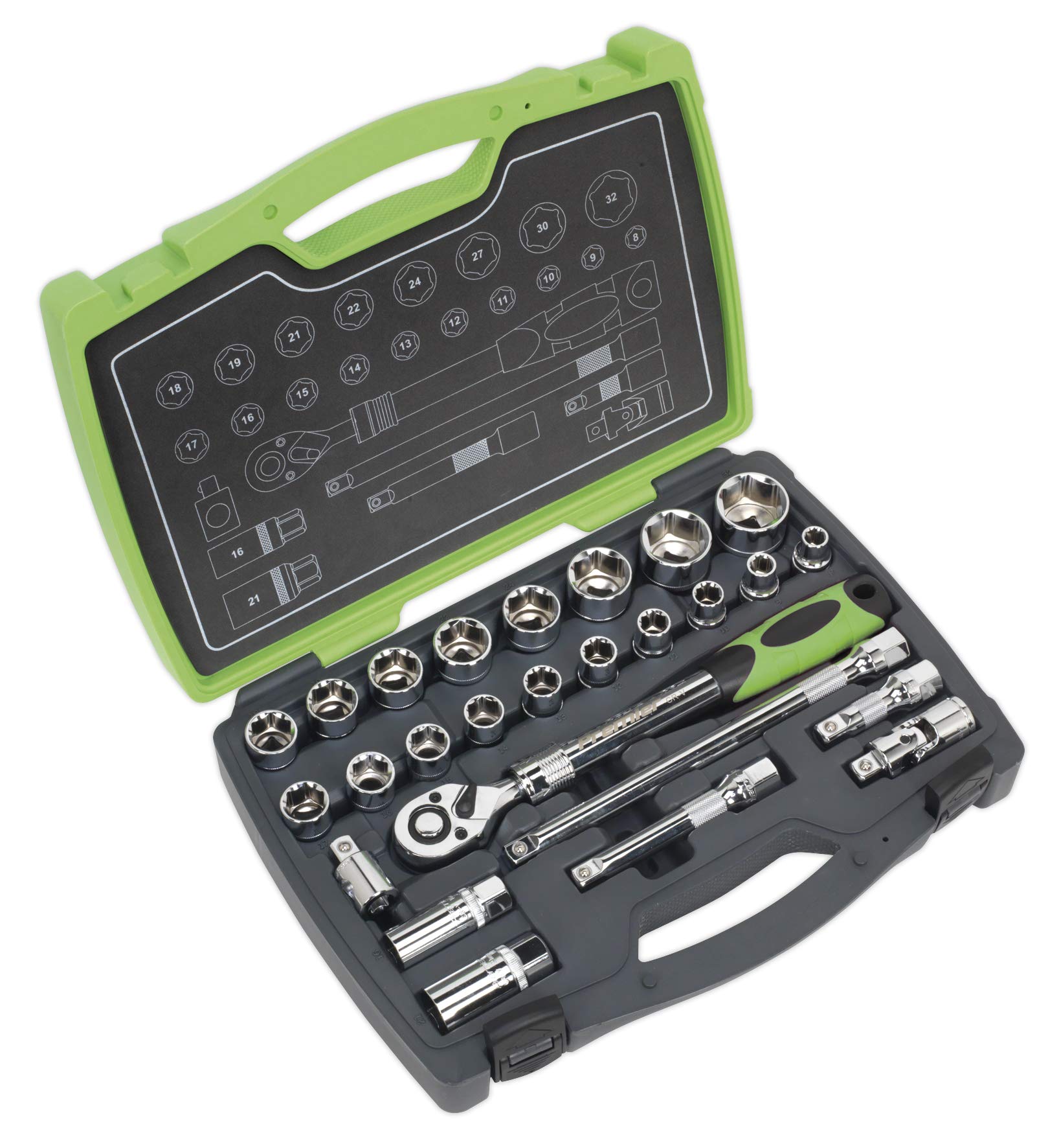 Socket Set 26pc 1/2"Sq Drive 6pt WallDrive® Metric von Sealey