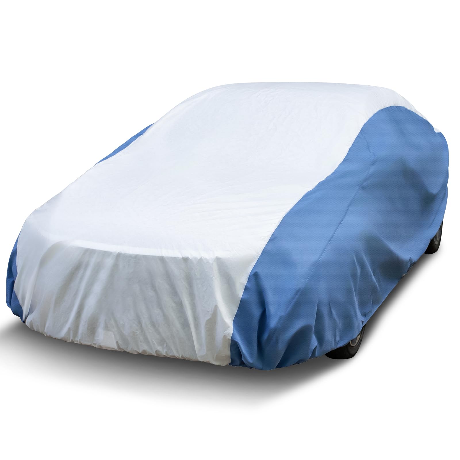 Season Guard Hyvek Autoabdeckung für Automobile, Allwetter, wasserdichte Outdoor-Vollabdeckungen, atmungsaktiv und UV-Schutz, universelle Passform für Limousine bis 469.9 cm, Weiß/Blau von Season Guard