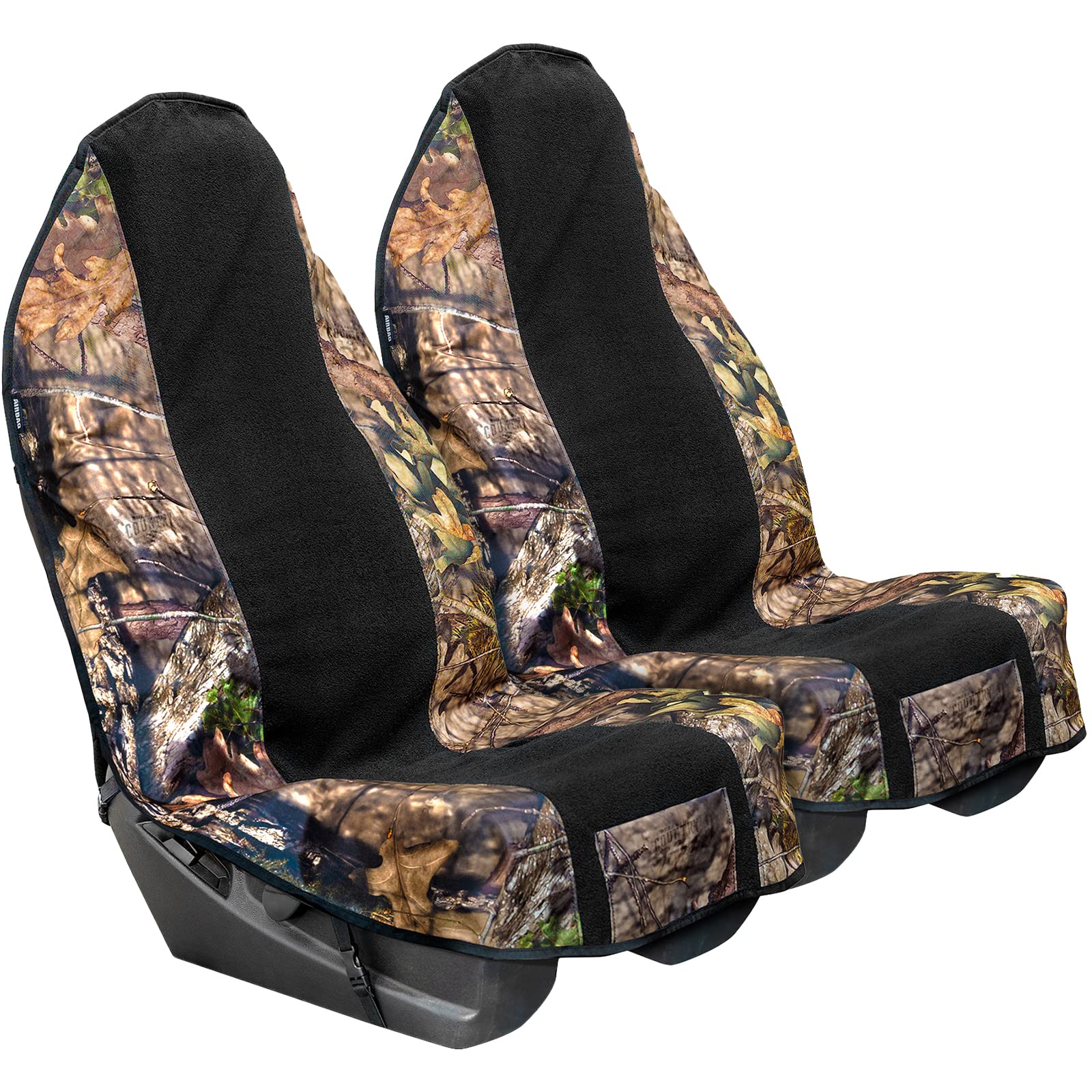 Season Guard Mossy Oak Camo Autositzbezug, Handtuchschutz; ideal für nach dem Fitnessstudio, Hunde, Kinder und Outdoor-Aktivitäten; universelle Passform für Autos, SUVs, rutschfester Griff, 2 Stück von Season Guard