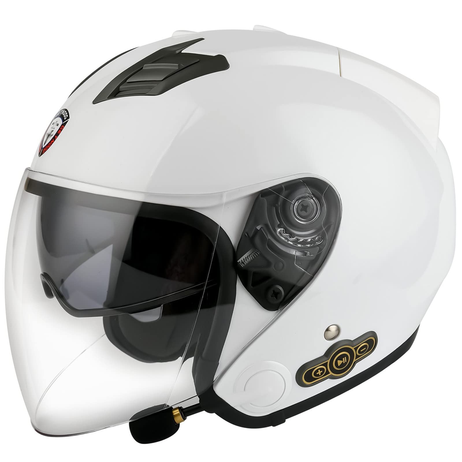 Bluetooth Jethelm Motorradhelm ECE Zertifizierung Integrierter Bluetooth-Helm Jet Scooter Helm Rollerhelm Jet-Helm Herren Damen mit Doppelvisier E,XL von Sebasty