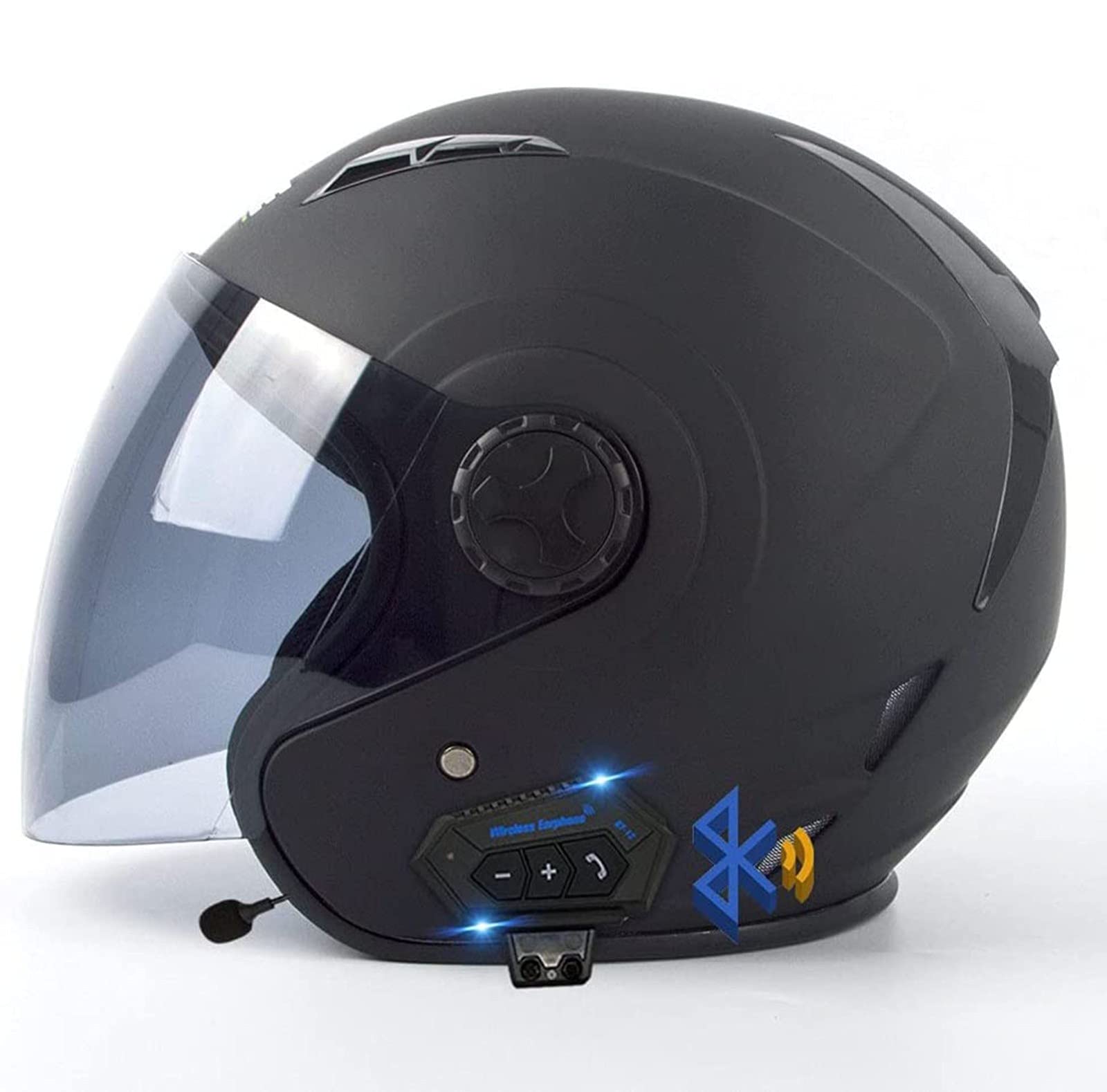 Bluetooth Jethelme Motorradhelm Rollerhelm Sturzhelm Chopper Helm Scooter Motorradhelm ECE mit Doppelvisier Sonnenblende für Damen Herren Erwachsene 1,XL von Sebasty