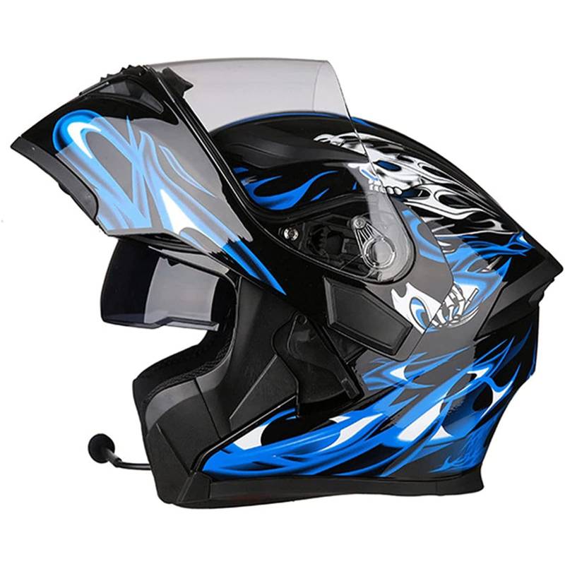 Bluetooth Motorradhelm Helm Motorrad Klapphelm mit Doppelvisier Reaktion für Frauen Männer Erwachsene, ECE-Zertifizierung Geeignet für Motorradrennen 3,XL von Sebasty