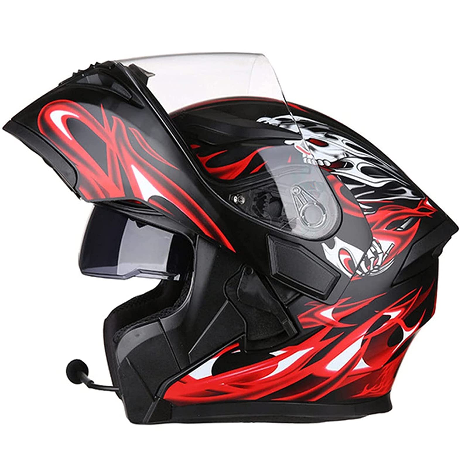 Bluetooth Motorradhelm Helm Motorrad Klapphelm mit Doppelvisier Reaktion für Frauen Männer Erwachsene, ECE-Zertifizierung Geeignet für Motorradrennen 4,XL von Sebasty