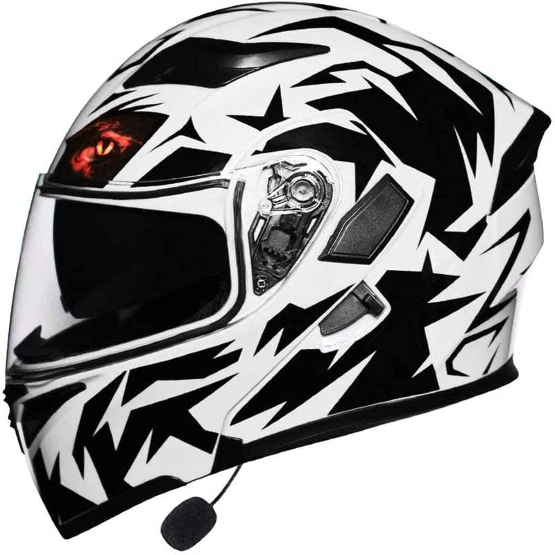 Bluetooth Motorradhelm Helm Motorrad Klapphelm mit Doppelvisier Reaktion für Frauen Männer Erwachsene, ECE-Zertifizierung Geeignet für Motorradrennen 6,L von Sebasty