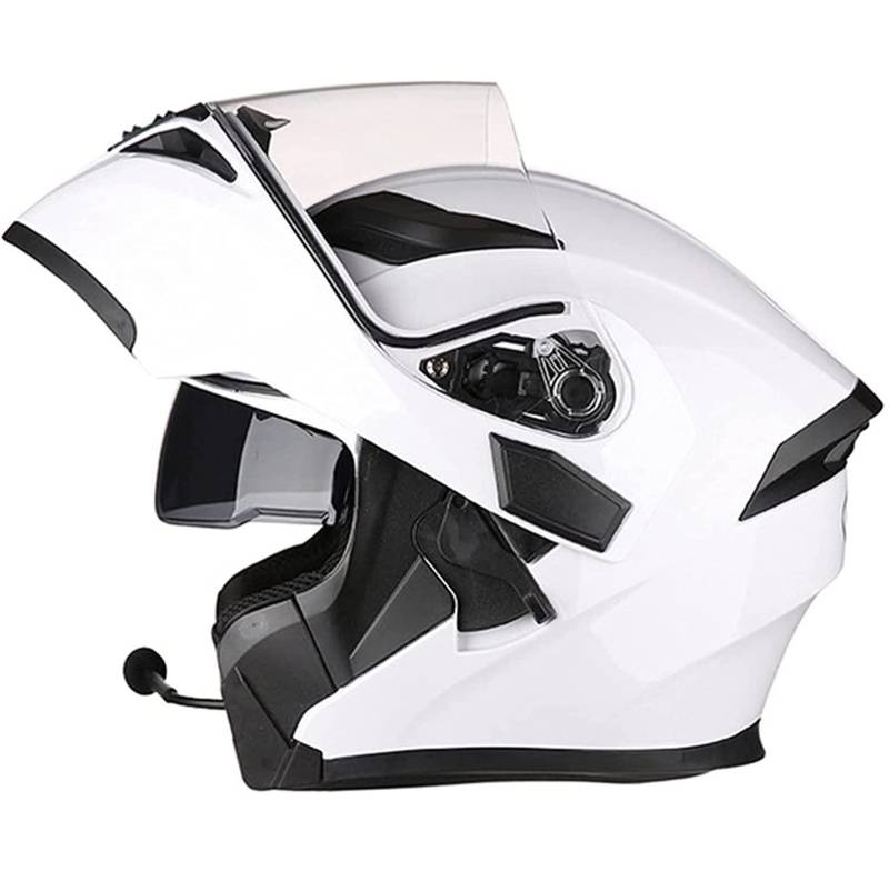 Bluetooth Motorradhelm Helm Motorrad Klapphelm mit Doppelvisier Reaktion für Frauen Männer Erwachsene, ECE-Zertifizierung Geeignet für Motorradrennen 7,L von Sebasty