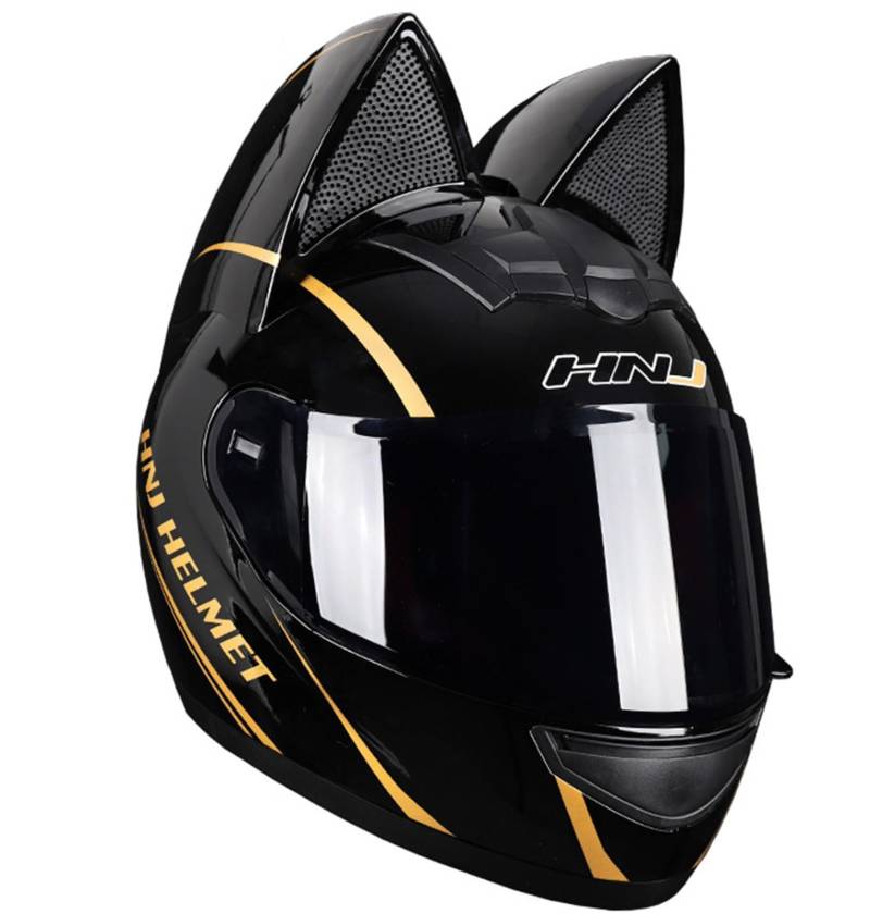 Full Face Motorradhelme mit Katze Ohren Adult Flip up Visiere Motocross Helm Vollvisierhelm Motorrad-Crash Helmet Leichtbau DOT/ECE Certified 1,M von Sebasty