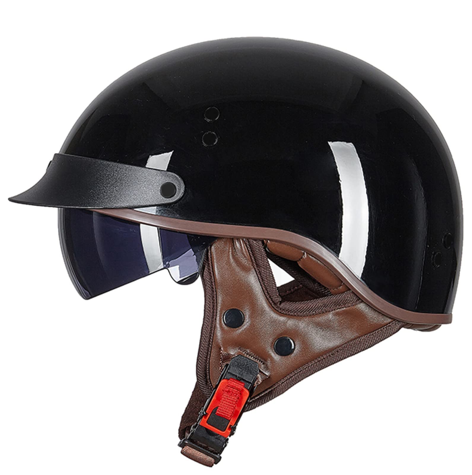 Halbschalenhelm Motorrad-Helm Retro Halbhelme Brain-Cap · Halbschale Jet-Helm Scooter-Helm Mofa-Helm Retro Motorrad Half Helm FüR Cruiser Chopper DOT/ECE-Zertifizierung 1,M von Sebasty