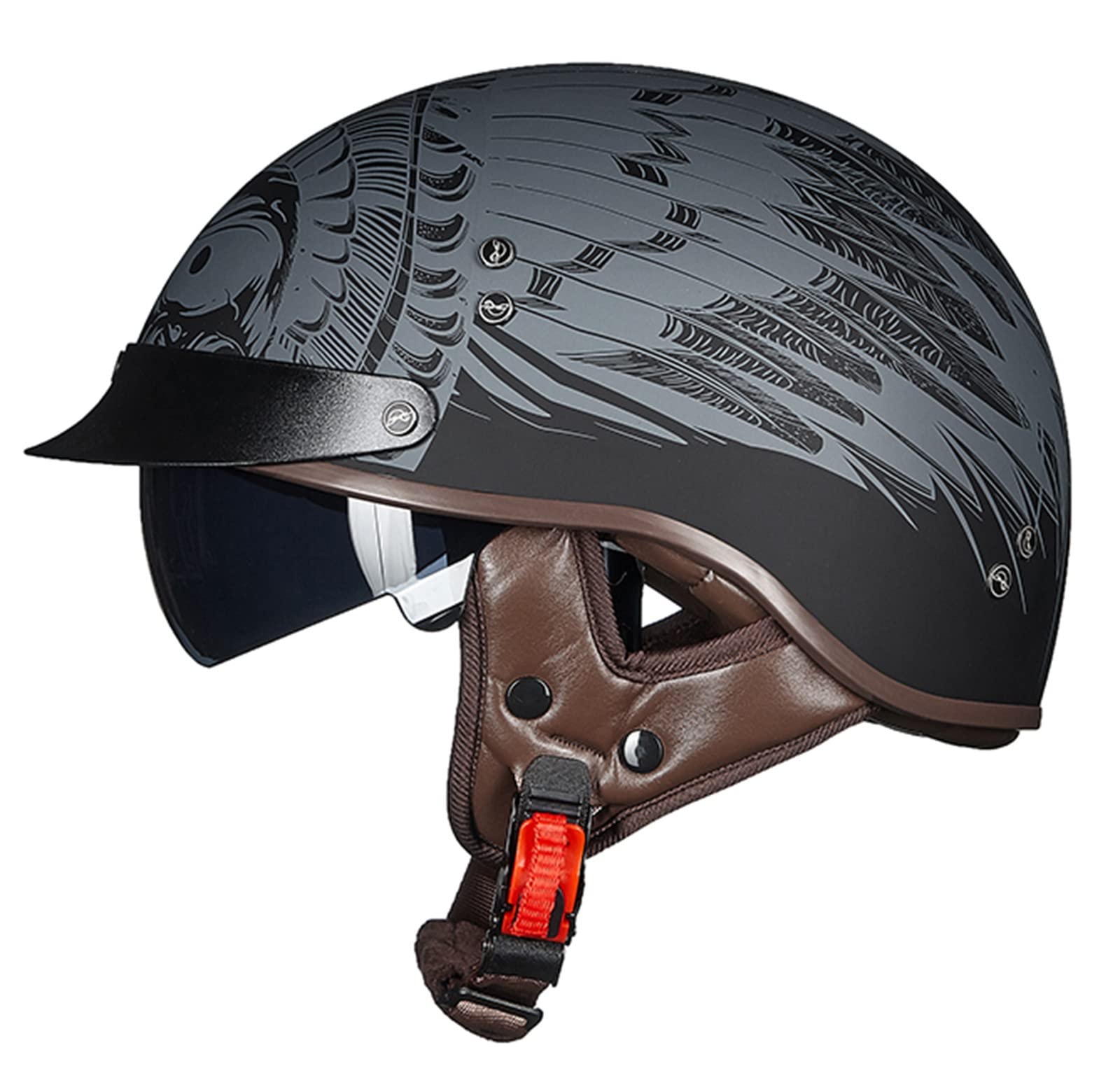 Halbschalenhelm Motorrad-Helm Retro Halbhelme Brain-Cap · Halbschale Jet-Helm Scooter-Helm Mofa-Helm Retro Motorrad Half Helm FüR Cruiser Chopper DOT/ECE-Zertifizierung 5,M von Sebasty