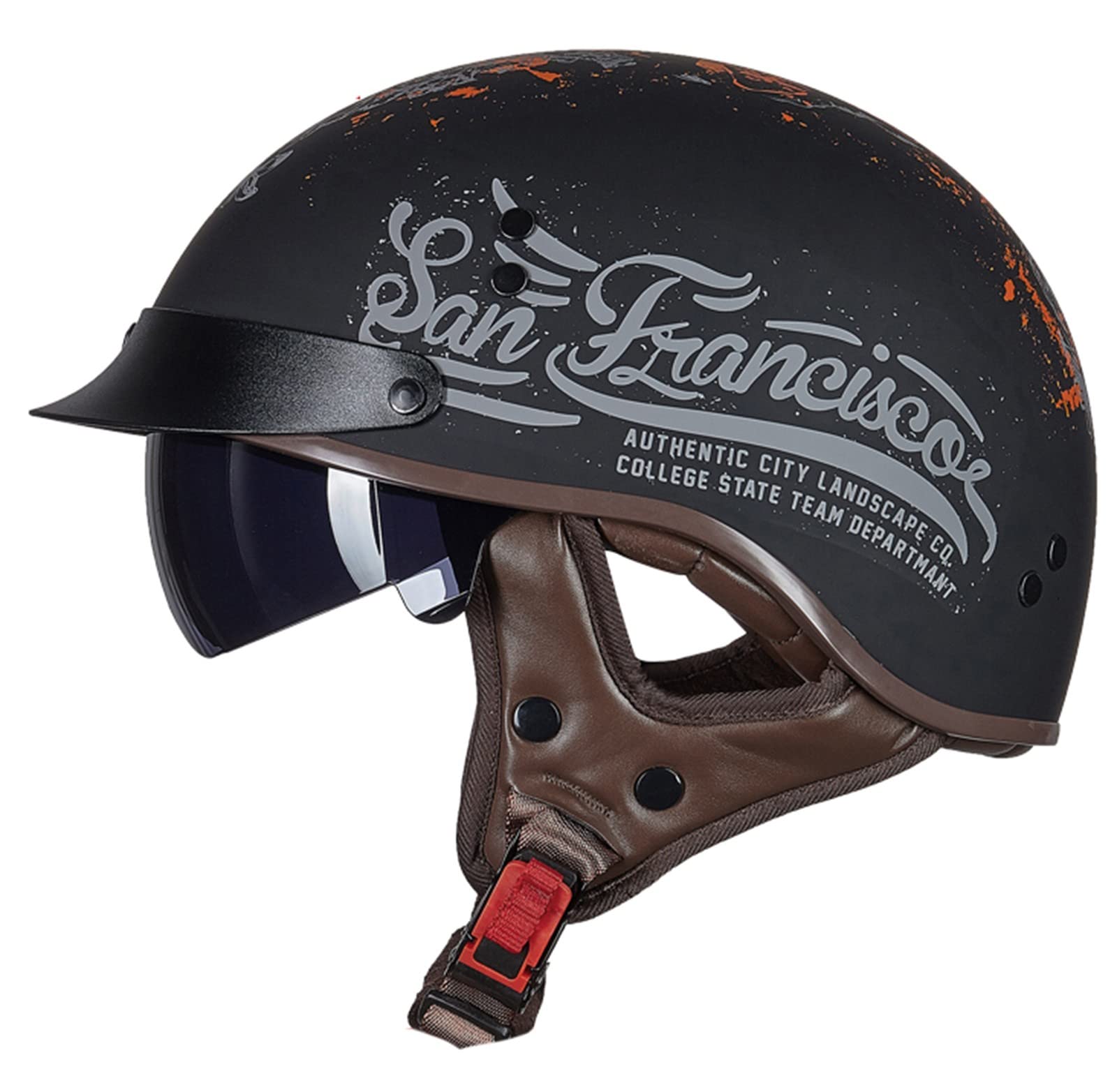 Halbschalenhelm Motorrad-Helm Retro Halbhelme Brain-Cap · Halbschale Jet-Helm Scooter-Helm Mofa-Helm Retro Motorrad Half Helm FüR Cruiser Chopper DOT/ECE-Zertifizierung 7,M von Sebasty