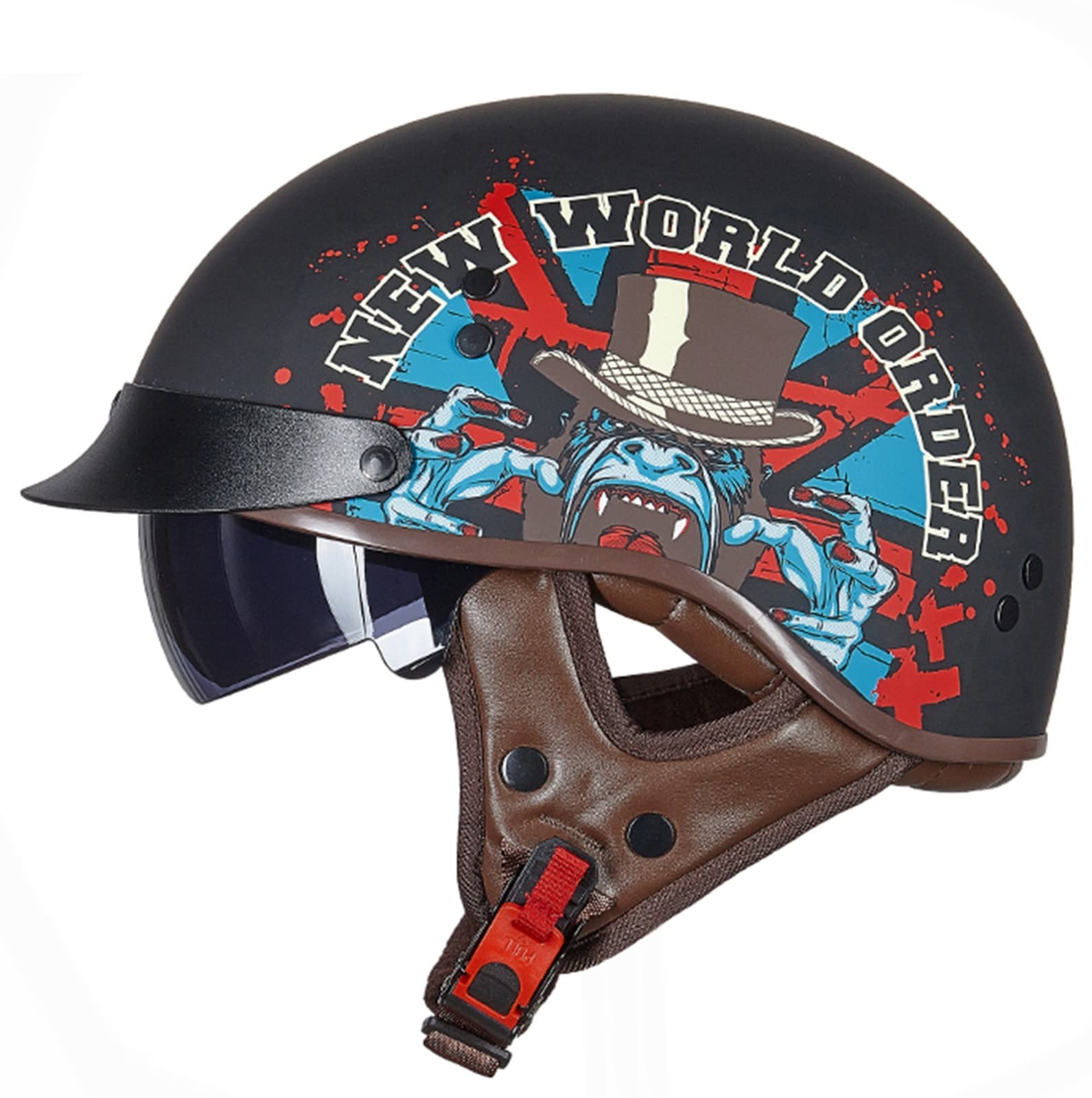 Halbschalenhelm Motorrad-Helm Retro Halbhelme Brain-Cap · Halbschale Jet-Helm Scooter-Helm Mofa-Helm Retro Motorrad Half Helm FüR Cruiser Chopper DOT/ECE-Zertifizierung 8,XXL von Sebasty