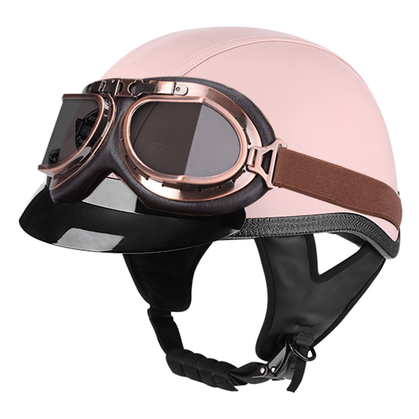 Halbschalenhelm Retro Halbschale Scooter Helm Halbhelm Jet-Helm mit Schutzbrille ECE Zertifizierun, Adult Vintage Jethelm, für Scooter Moped Biker Cruiser 2,M von Sebasty