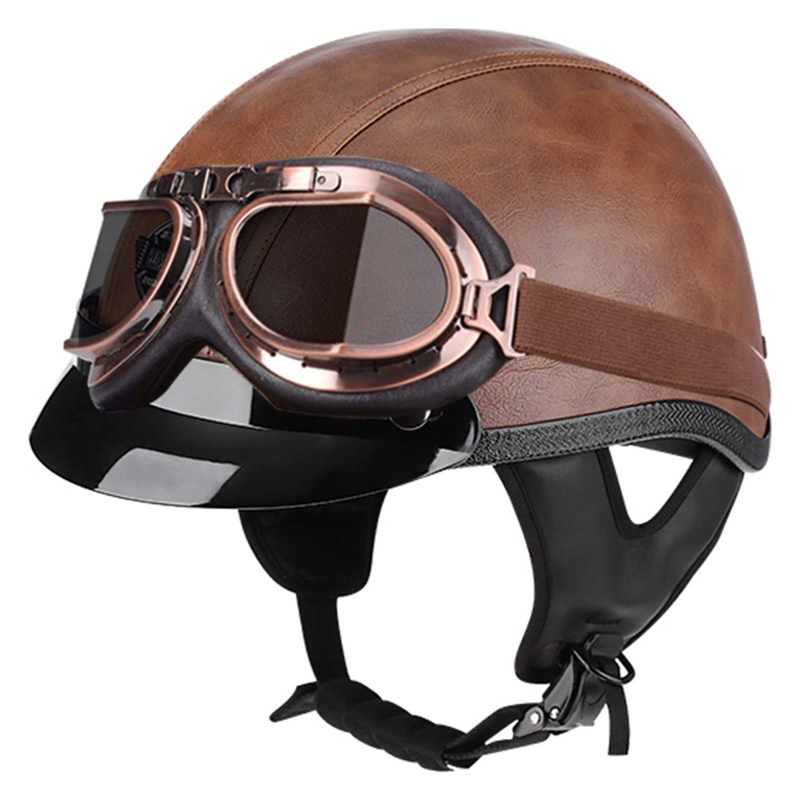 Halbschalenhelm Retro Halbschale Scooter Helm Halbhelm Jet-Helm mit Schutzbrille ECE Zertifizierun, Adult Vintage Jethelm, für Scooter Moped Biker Cruiser 5,M von Sebasty