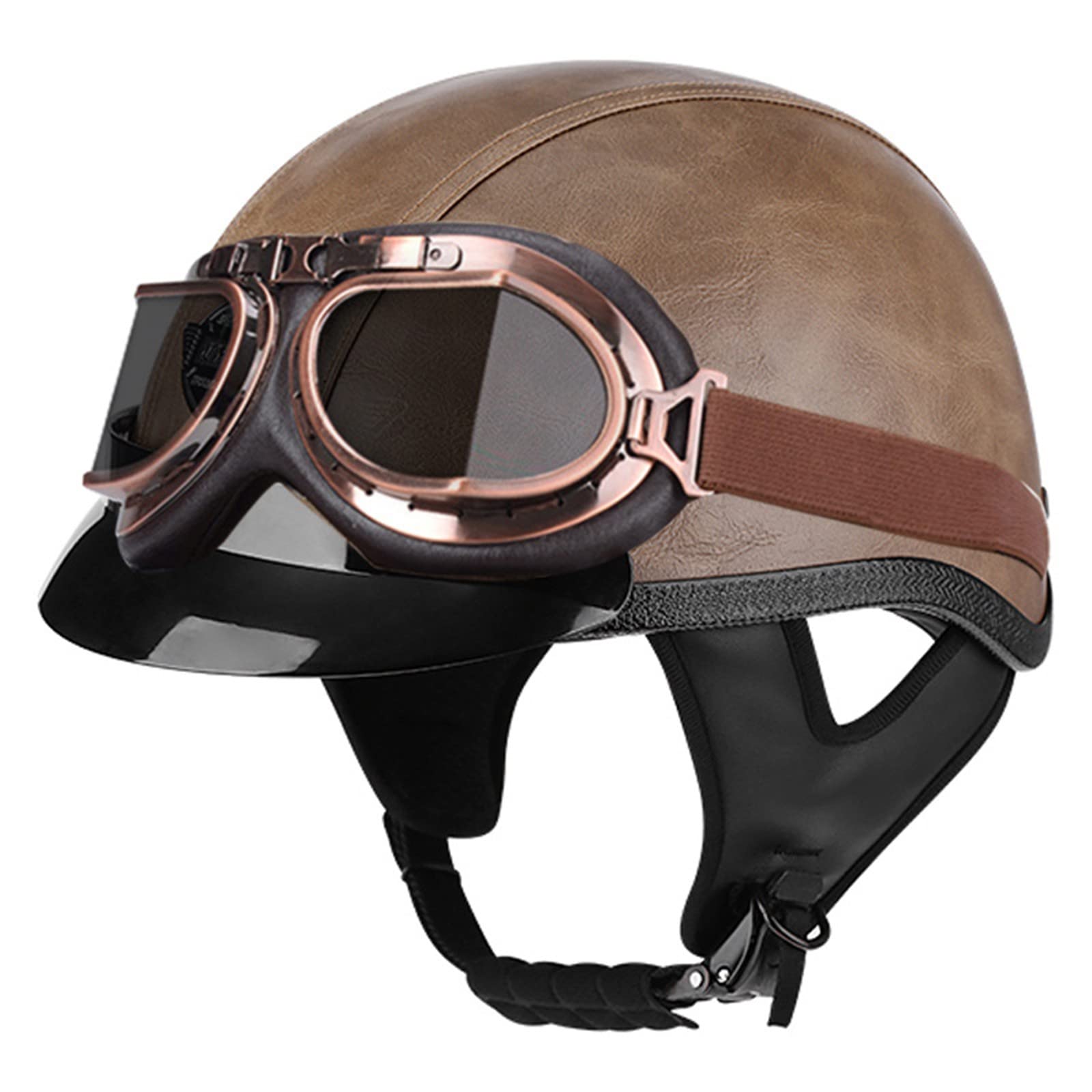 Halbschalenhelm Retro Halbschale Scooter Helm Halbhelm Jet-Helm mit Schutzbrille ECE Zertifizierun, Adult Vintage Jethelm, für Scooter Moped Biker Cruiser 6,L von Sebasty