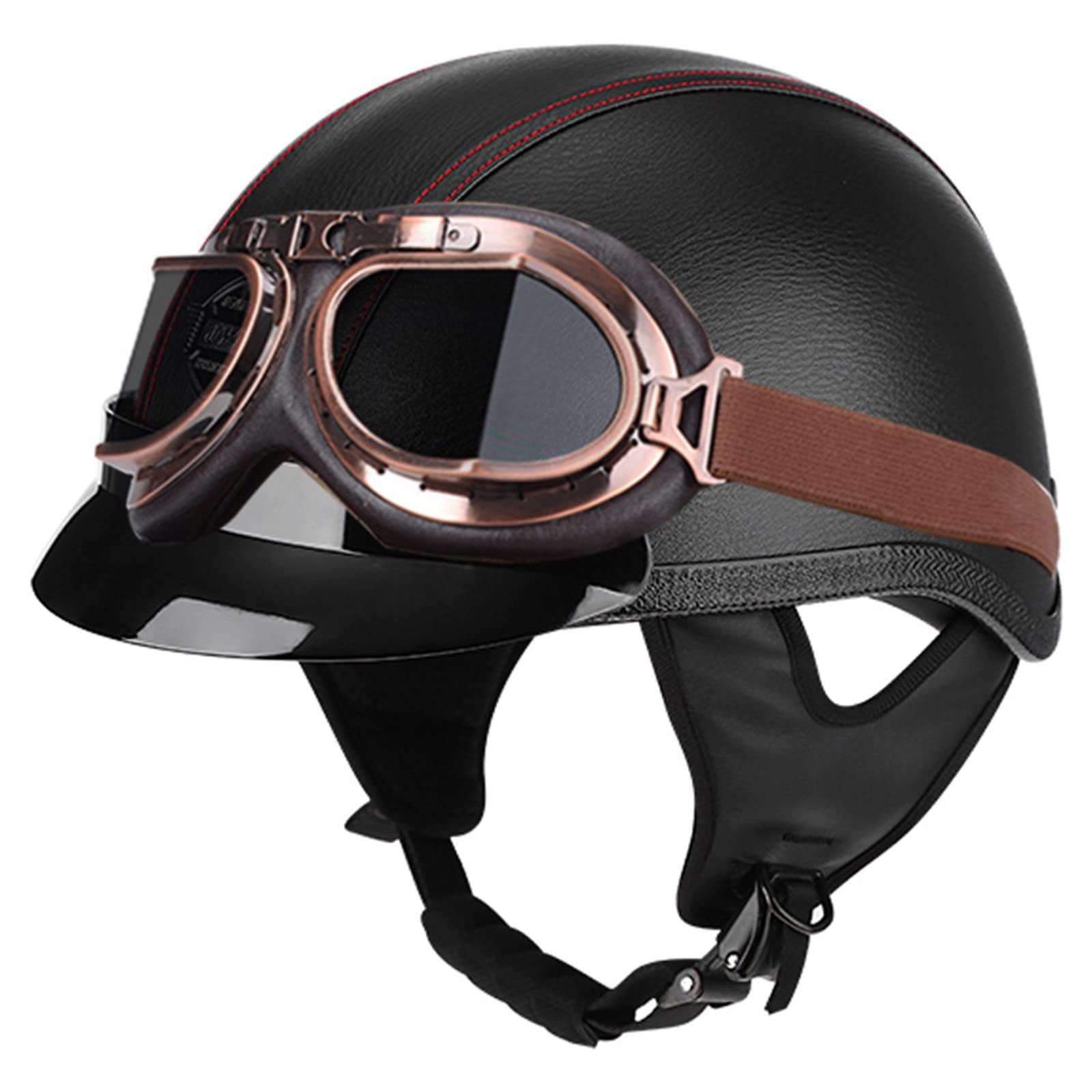 Halbschalenhelm Retro Halbschale Scooter Helm Halbhelm Jet-Helm mit Schutzbrille ECE Zertifizierun, Adult Vintage Jethelm, für Scooter Moped Biker Cruiser 7,M von Sebasty