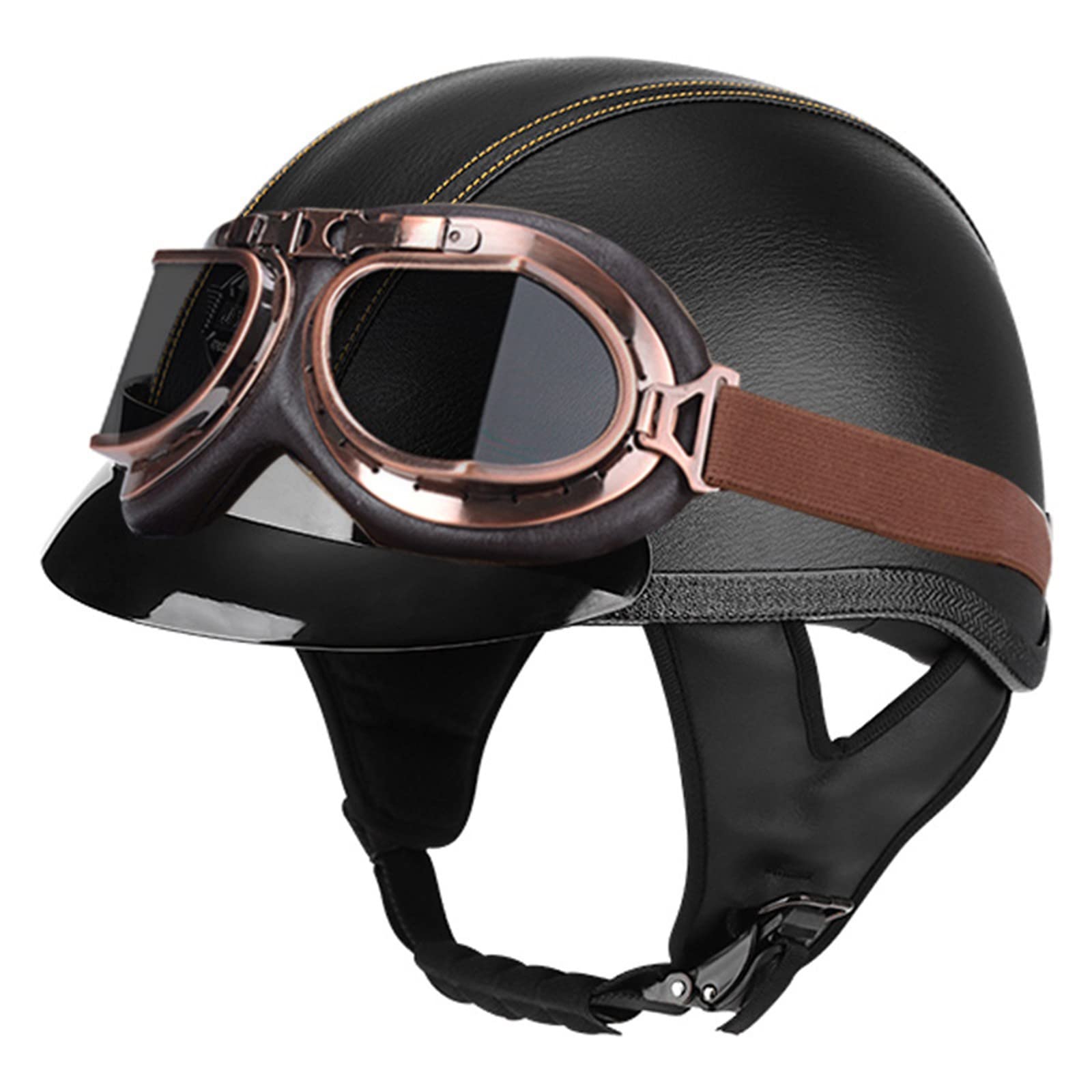 Halbschalenhelm Retro Halbschale Scooter Helm Halbhelm Jet-Helm mit Schutzbrille ECE Zertifizierun, Adult Vintage Jethelm, für Scooter Moped Biker Cruiser 8,XL von Sebasty