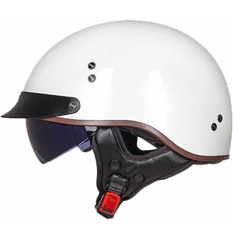 Motorrad Halbhelme Brain-Cap mit ECE Genehmigt mit Visier Brain-Cap Halbschale Roller-Helm Scooter-Helm Harley Jet-Helm Retro Für Erwachsene Herren Damen 1,XXL von Sebasty