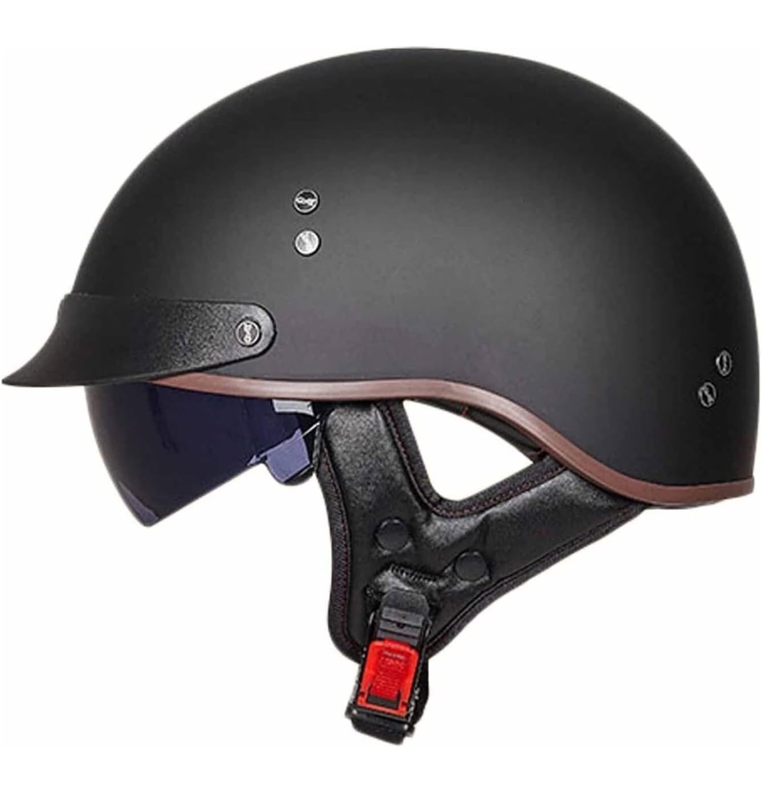 Motorrad Halbhelme Brain-Cap mit ECE Genehmigt mit Visier Brain-Cap Halbschale Roller-Helm Scooter-Helm Harley Jet-Helm Retro Für Erwachsene Herren Damen 2,XL von Sebasty