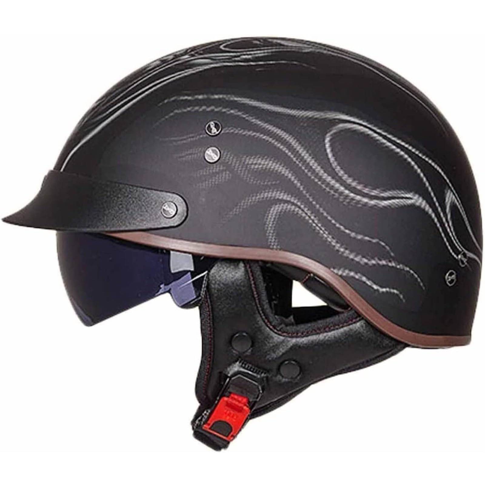 Motorrad Halbhelme Brain-Cap mit ECE Genehmigt mit Visier Brain-Cap Halbschale Roller-Helm Scooter-Helm Harley Jet-Helm Retro Für Erwachsene Herren Damen 5,XL von Sebasty