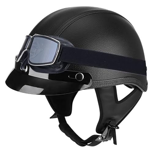 Motorradhelm Halbschalenhelm DOT/ECE-Zugelassen, Unisex-Jethelm Halbhelm Scooter-Helm mit Schutzbrille Herausnehmbares Futter, für Fahrrad Rolle 1,XL von Sebasty