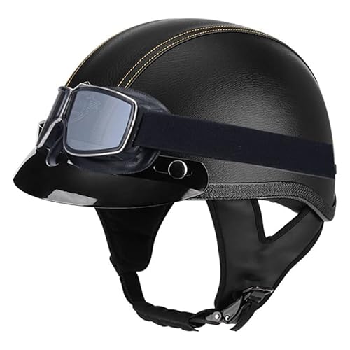 Motorradhelm Halbschalenhelm DOT/ECE-Zugelassen, Unisex-Jethelm Halbhelm Scooter-Helm mit Schutzbrille Herausnehmbares Futter, für Fahrrad Rolle 3,XL von Sebasty