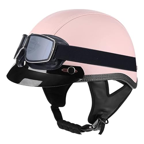 Motorradhelm Halbschalenhelm DOT/ECE-Zugelassen, Unisex-Jethelm Halbhelm Scooter-Helm mit Schutzbrille Herausnehmbares Futter, für Fahrrad Rolle 6,M von Sebasty