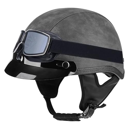 Motorradhelm Halbschalenhelm DOT/ECE-Zugelassen, Unisex-Jethelm Halbhelm Scooter-Helm mit Schutzbrille Herausnehmbares Futter, für Fahrrad Rolle 7,L von Sebasty