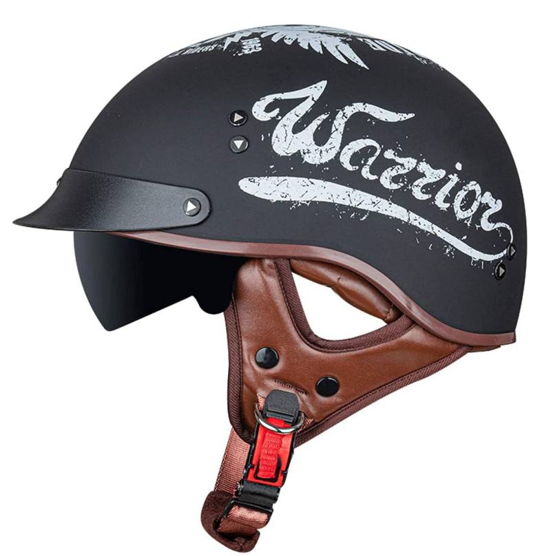 Motorradhelm RetroMotorradhalbhelm DOT/ECE-Zertifizierter Unisex-Jet-Helmhalbhelm Mit Offenem Helm, Cruiser-Chopper, Antikollisions-Schutzhelm 1,L von Sebasty