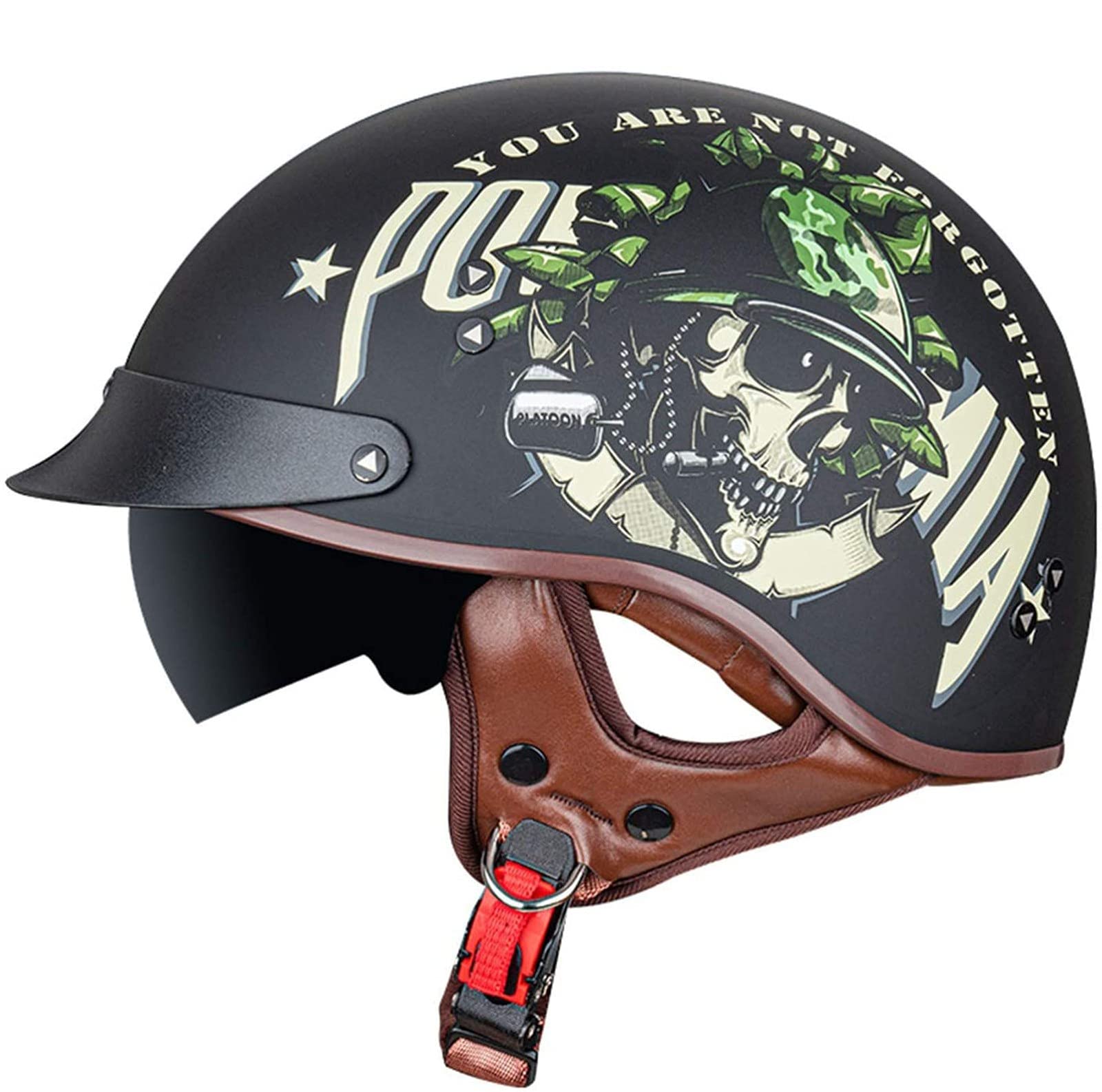 Motorradhelm RetroMotorradhalbhelm DOT/ECE-Zertifizierter Unisex-Jet-Helmhalbhelm Mit Offenem Helm, Cruiser-Chopper, Antikollisions-Schutzhelm 7,L von Sebasty