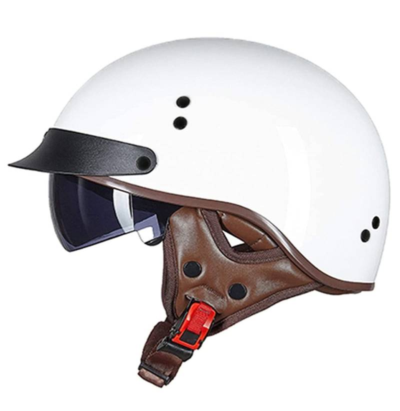 Retro Motorrad Halbhelme Brain-Cap · Halbschale Motorrad-Helm ECE-Zertifizierung Jet-Helm Roller-Helm Scooter-Helm Mofa-Helm Motorrad Half Helm mit Built-in Visier für Cruiser Chopper Biker 1,XL von Sebasty