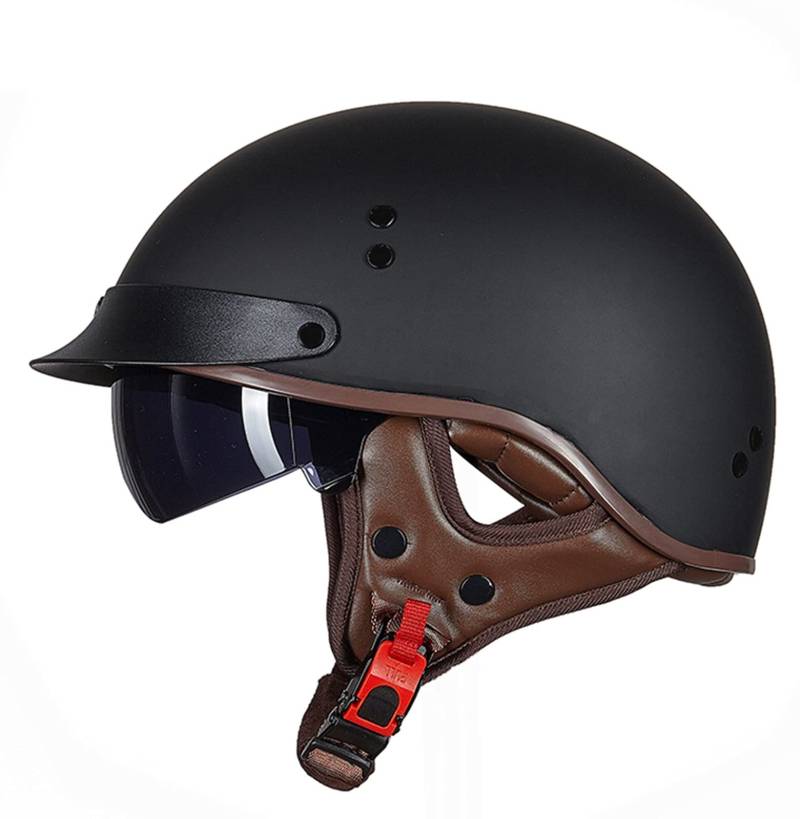 Retro Motorrad Halbhelme Brain-Cap · Halbschale Motorrad-Helm ECE-Zertifizierung Jet-Helm Roller-Helm Scooter-Helm Mofa-Helm Motorrad Half Helm mit Built-in Visier für Cruiser Chopper Biker 11,XXL von Sebasty