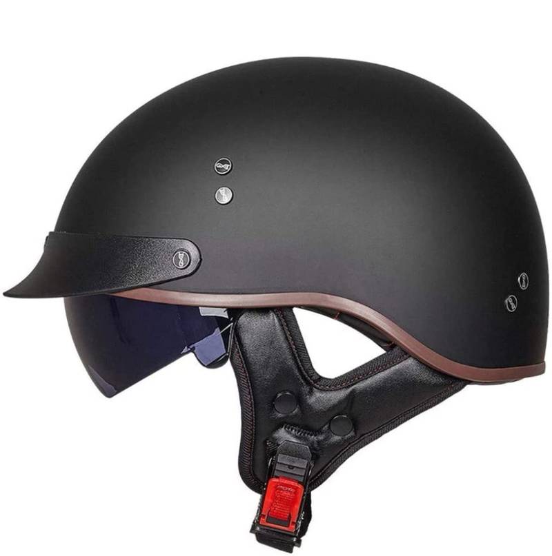 Sebasty Motorradhelm Brain-Cap · Motorrad Halbhelme Scooterhelm Jethelm Motorrad Half Helm Offener Helm mit Brille für Scooter Roller Biker,ECE-Zertifizierter 1,L von Sebasty