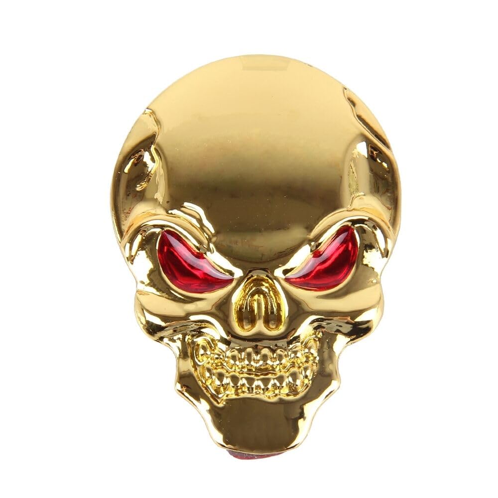 3D Metall Skull Totenkopf Logo Sticker Emblem Badge Aufkleber PKW KFZ Auto Gold von Sedcar