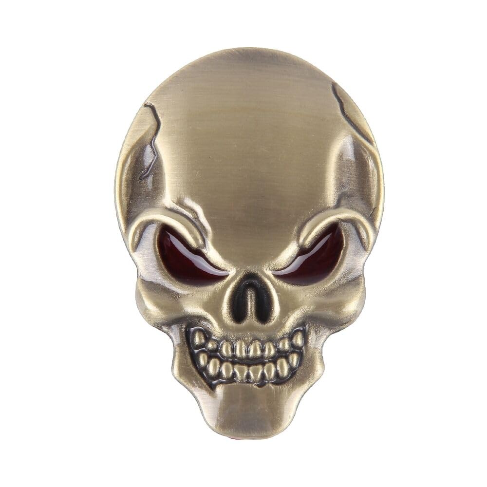 3D Metall Skull Totenkopf Sticker Emblem Badge Aufkleber PKW KFZ Auto Bronze von Sedcar