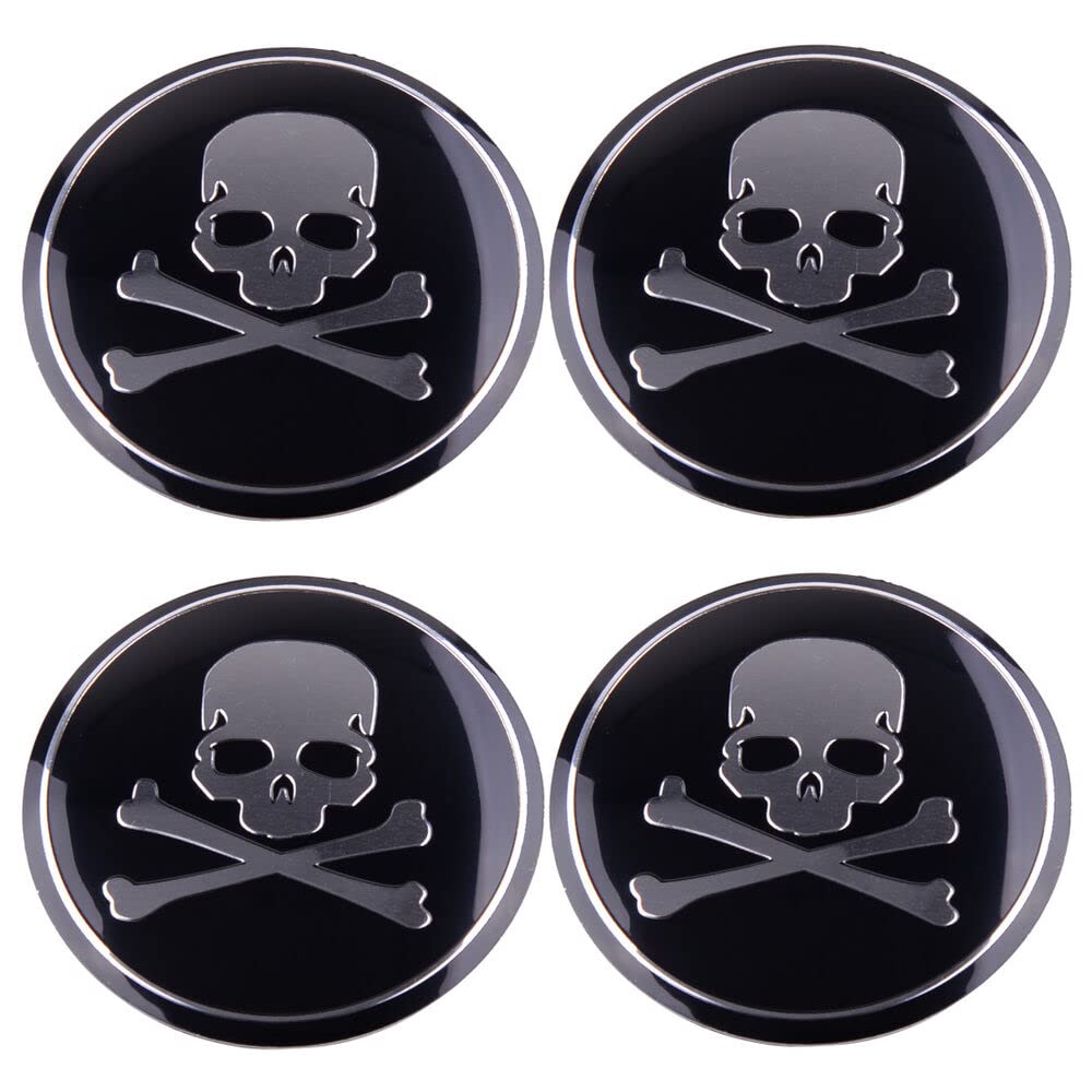 4X Nabenkappen Nabendeckel Schädel Totenkopf Aufkleber Sticker Emblem Skull Auto von Sedcar