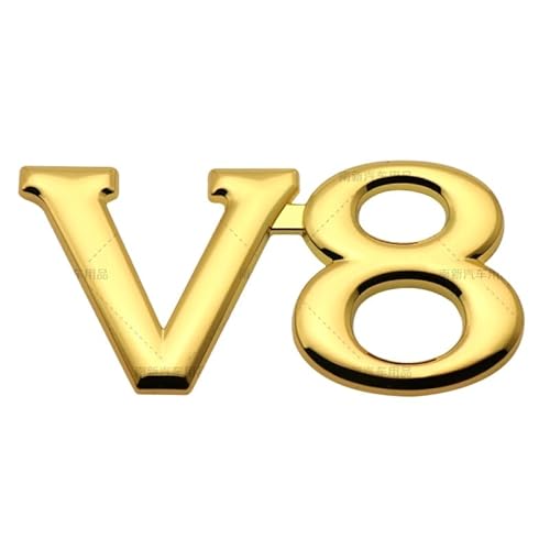 V6/ V8 Auto Emblem Metallisches 3DAbzeichen für Fahrzeugumbau, große Leistungssymbol für Autotattoos und Dekoration (V8-Gold) von Sedcar