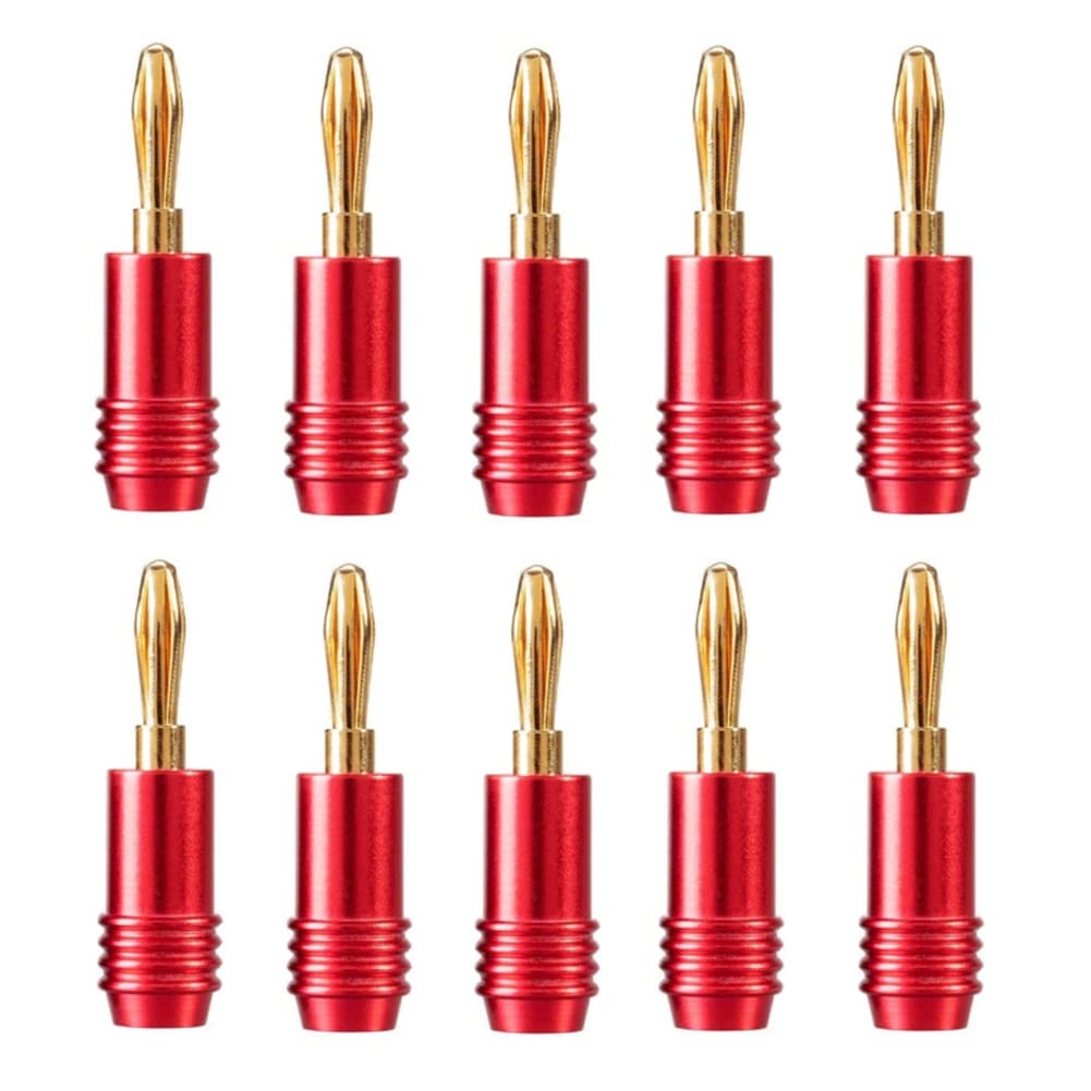 Sefdrert 10 StüCk Bananenstecker für Lautsprecher 4K Vergoldet 4MM Bananenstecker für Lautsprecheradapter Audio Video Rot von Sefdrert