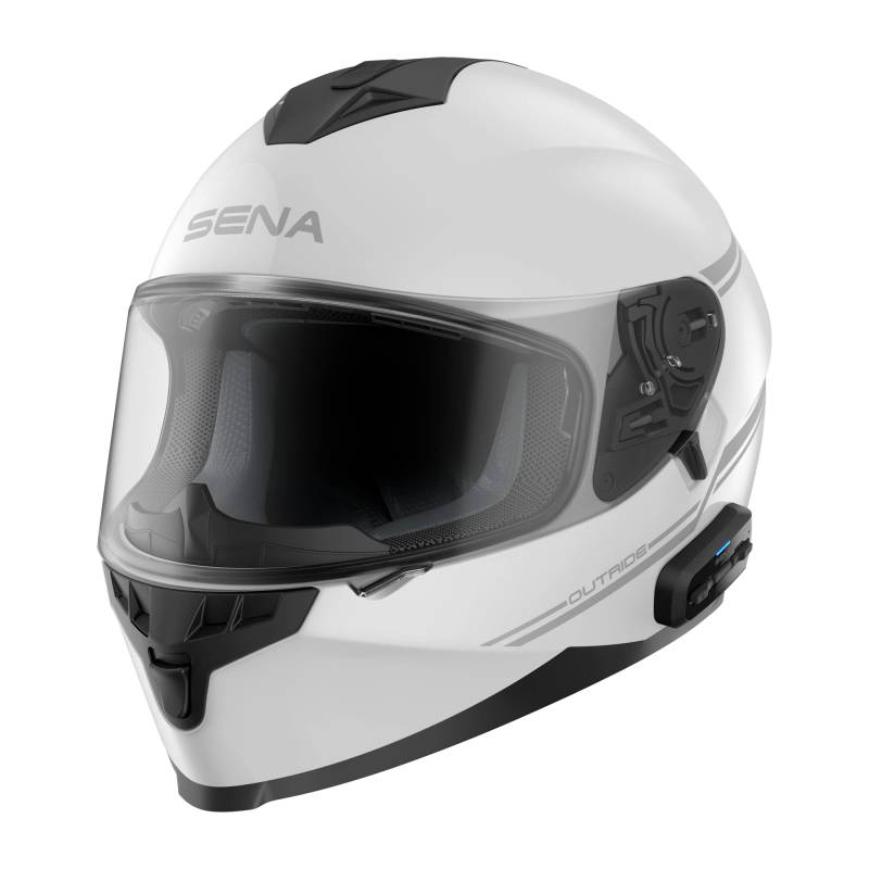 Sena Outride ECE-zertifizierte Motorrad Integralhelm Mir integrierter Bluetooth Intercom und Smartphone-Verbindung (Weiß, XXL) von Sena