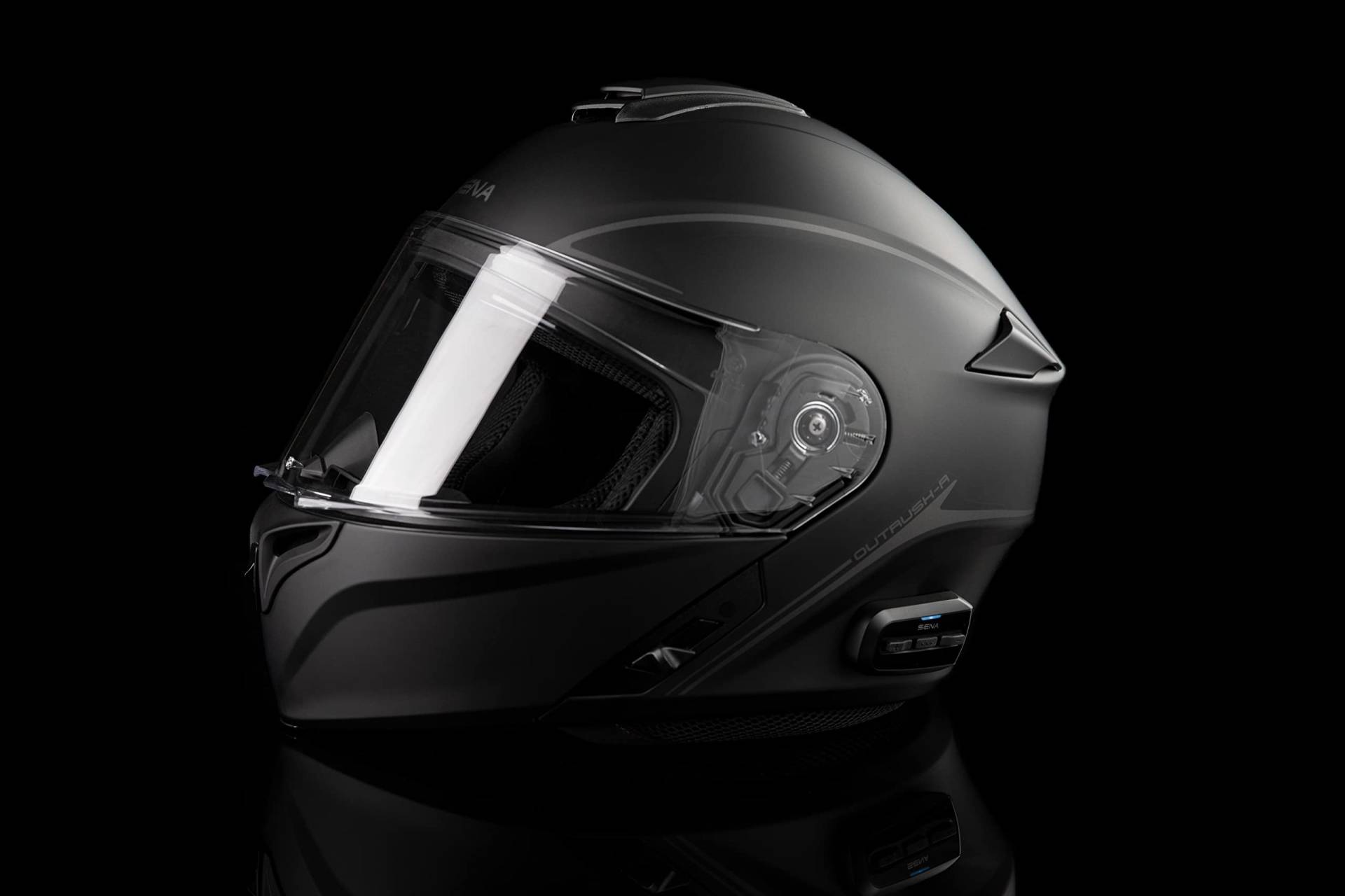 Sena Outrush R Solid Helm, Größe L, Mattschwarz von Sena