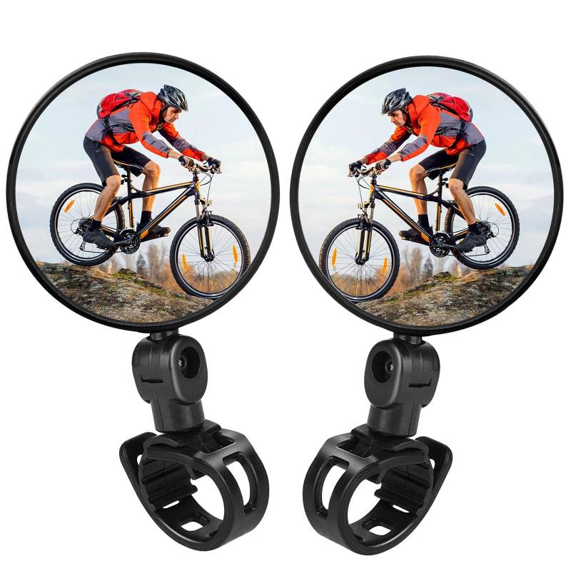 1 Paar Fahrradspiegel Rückspiegel Lenker 15-35mm,360° HD Bicycle Mirror für E-bike,Scooter,MTB,Moto (Links + Rechts) von Senbaler