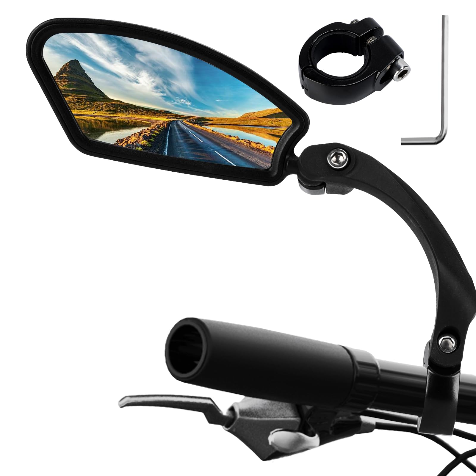 Senbaler HD Fahrradspiegel Links für Lenker e-Bike,Rückspiegel für E-Scooter,MTB,Roller,Verstellbar 360° (Schwarz) von Senbaler