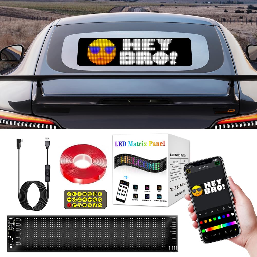 LED Augen für LKW und Auto, Flexibler LED Softscreen, DIY Dynamische Smart Bunte Devil Eyes, Programmierbares LED Display für Fahrzeuge, Großes LED Licht (120 * 595 mm) von Senchinner